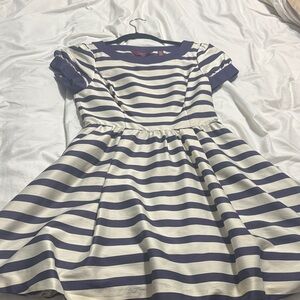 Ted Baker Striped Navy and Cream Dress